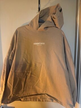 ESSENTIALS Men’s Taupe Crewneck Hoodie Sweatshirt